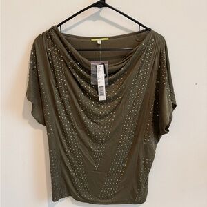 Gianni Bini Green Draped Dolman Sleeve Blouse